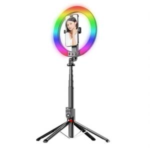  Селфи стик с трипод Blavec Selfie Stick Ring Lamp P-50 tripod + remote control, 25 cm +2, 3m, черен