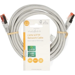 Nedis CCGL85220GY30 UTP / FTP Cat6 пач кабел, RJ45 с позлатени конектори, 10/100/1000 Mbit/s, дължина 3 m (CCGL85220GY30)