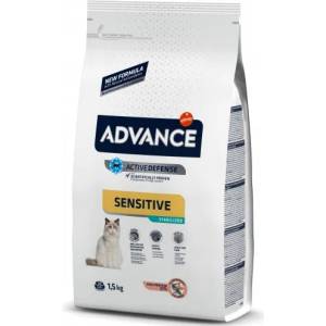 Affinity Advance Cat Adult Sterilized Sensitive - сьомга и ечемик, високачествена храна за кастрирани и чувствителни котки над 1 година, контрол на теглото, уринарна профилактика, Испания - 1, 5 кг