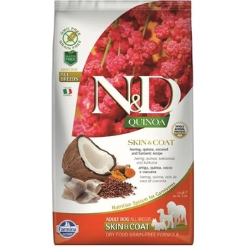 N&D N&D QUINOA SKIN&COAT HERRING за всички породи с херинга, киноа, кокос и куркума 2.5kg