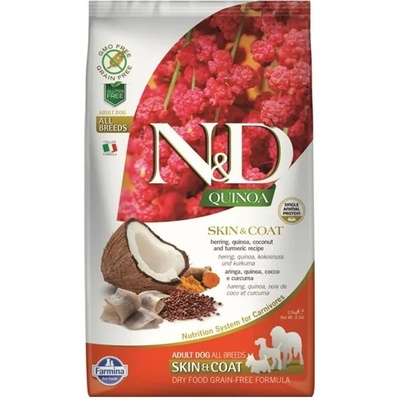 N&D N&D QUINOA SKIN&COAT HERRING за всички породи с херинга, киноа, кокос и куркума 2.5kg