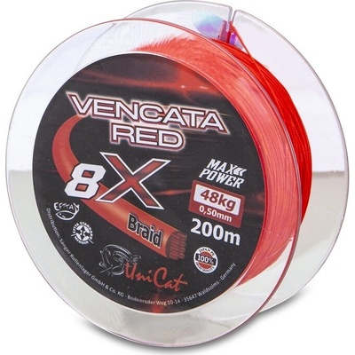 SAENGER Uni Cat šňůra 8 X Vencata Red 200m 0,37mm 34kg