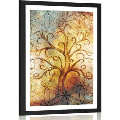 Plakát s paspartou strom s květinou života - 40x60 no frame