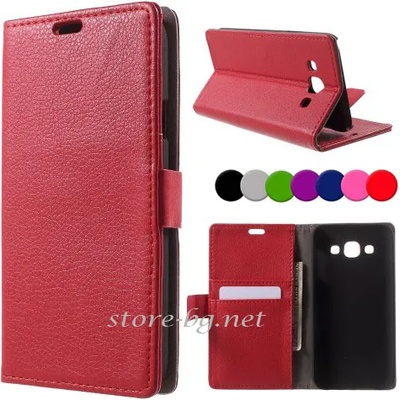 Samsung Galaxy E5 Magnetic Wallet Кожен Калъф + Протектор