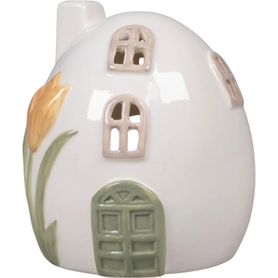 Det Gamle Apotek Keramický svícen Happy Easter Egg Yellow Tulip, bílá barva, keramika