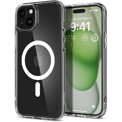 Удароустойчив кейс с MagSafe пръстен за iPhone 15 от Spigen Ultra Hybrid Mag - Бял (8809896751230)