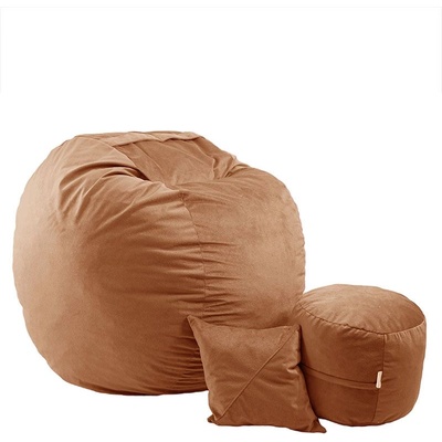 PUFRELAX Комплект Барбарон с табуретка за крака и декоративна възглавница 700л. King Size, Creamsicle, Перящ се калъф, Пълнеж с микс от мемори пяна и дунапрен, Гама Premium (PUF-M-KOP-PT-CMS)