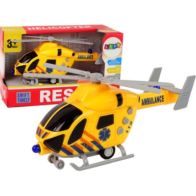 mamido Záchranný vrtuľník ambulancie žltý so zvukmi a svetlami s rotormi