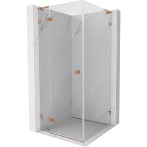 Mexen Lunar L душ кабина, отваряема врата, лява 80 x 80 см, прозрачна, матирана мед - 834L-080-080-65-00-L (834L-080-080-65-00-L)