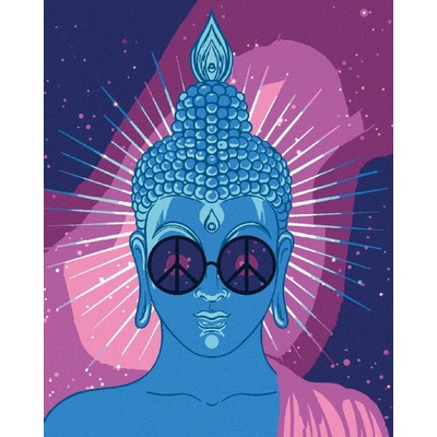Zuty Malování Podle Čísel Modrý Buddha S Duhovými Brýlemi 80 x 100 Cm Plátno 8596530079828