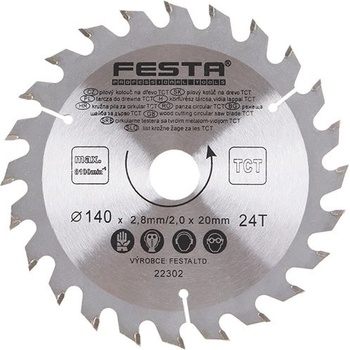 Festa Pilový kotouč s SK plátkem, 140 x 20 mm, 30 zubů, TCT 22303