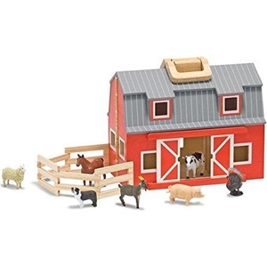 Melissa & Doug - Дървена играчка - Сгъваем хамбар с животни