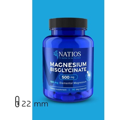 Natios Magnesium Bisglycinate 500 mg + B6 elem. hořčík 100 mg 90 veg. kapslí