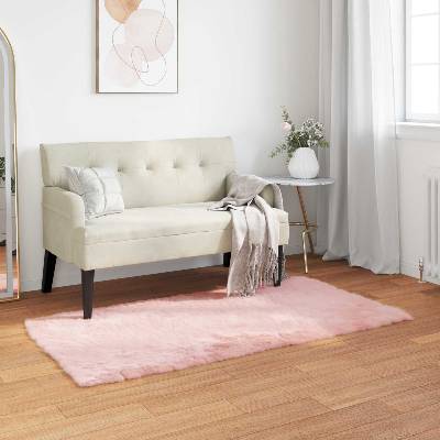 vidaXL Изкуствена овча килим TAFALLA Розово 60 x 110 cm Полиестер (42021543)