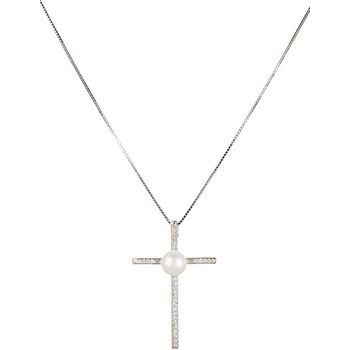 JwL Luxury Pearls Stříbrný Křížek s pravou perlou JL0455