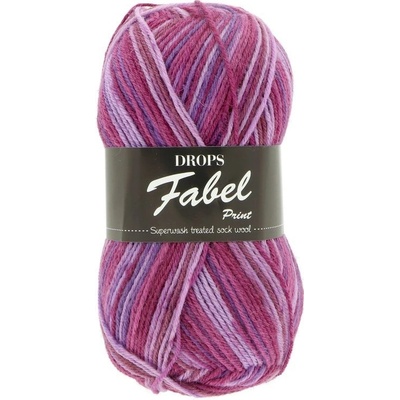 Drops Fabel Print 330 fialovo cyklámenová