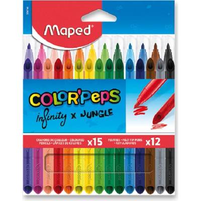 Maped Infinity pastelky fixoviek Jungle 15 ks + 12 ks