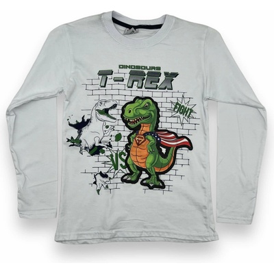 Zeyrek chlapecké blikající tričko s dlouhým rukávem T-REX Bílá – Hledejceny.cz
