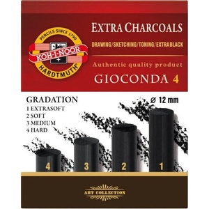KOH-I-NOOR Set of Artificial Extra Charcoals Комплект изкуствени въглени 12 mm 4 бр (8694004001KZ)