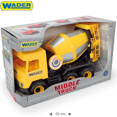 Wader Auto middle Truck domíchávač plast 40 cm žlutý v krabici