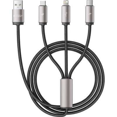 Tech-protect Ultraboost 3in1 kábel USB - Lightning / USB-C / Micro USB 3.5A 1m, sivý