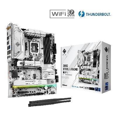 Дънна платка ASROCK Z890 Steel Legend WiFi DDR5 4xDIMM PCIe 5.0 M. 2 Gen5 4xSATA3 RAID HDMI DP Thunderbolt 4 2.5G LAN Wi-Fi 7 ATX (Z890 STEEL LEGEND)
