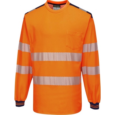 Portwest T185 HI-VIS Reflexné tričko PW3 Fluorescenčno oranžová-Námornícka modrá S
