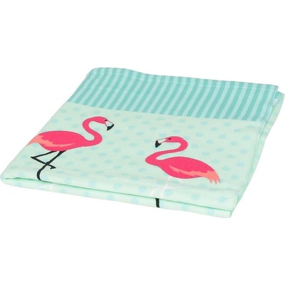 Плажна кърпа в цвят резеда с фламинго