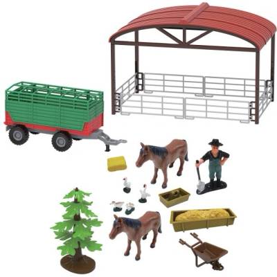 Farm service - Игрови комплект ферма с трактор и ремарке 16 бр. със светлини и звуци