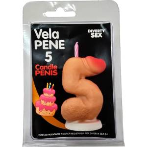  Свещ във формата на пенис, цифрата 5 - Penis Shape Candle Flesh (D-246290)