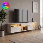 TopMebel Norm TopMebel меламинов ТВ шкаф с RGB LED в травертин - златен цвят 180x32x55cm