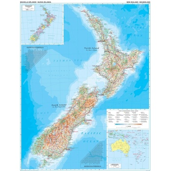 Gizi Map Nový Zéland - nástěnná mapa 74 x 94 cm Varianta: bez rámu v tubusu, Provedení: laminovaná mapa v lištách