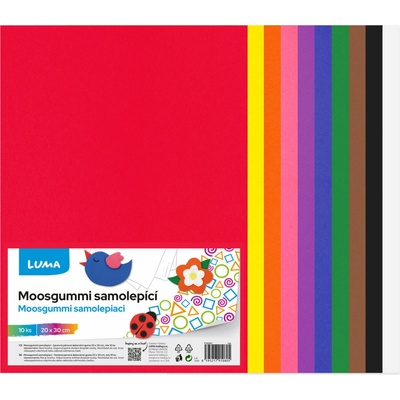LUMA Moosgummi A4 samolepicí, mix barev - balení 10 ks