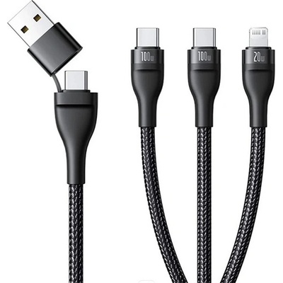 Baseus FLASH SERIES III кабел за данни 3в1 Type-C/USB - 2 Type-C/lightning, 150 см, ЧЕРЕН P10377501111-00