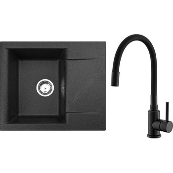 Alveus seta23197 - Кухненска мивка cadit + смесител mintas, 34 см, гранит/черен (av0136)
