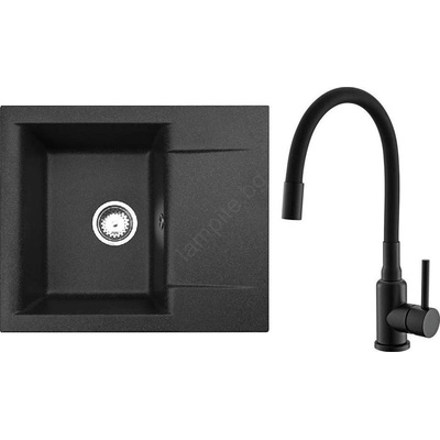 Alveus seta23197 - Кухненска мивка cadit + смесител mintas, 34 см, гранит/черен (av0136)