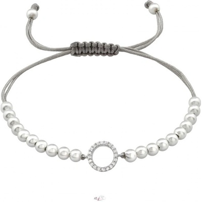 All4Silver náramek na šňůrce spojení stříbro S0525