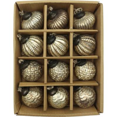 Chic Antique Vánoční baňka Antique Champagne Ø 5,5 cm set 12 ks, zlatá barva, sklo