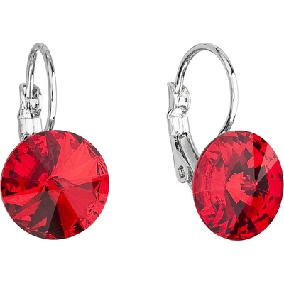 Evolution Group náušnice bižutéria so Swarovski kryštálmi červené okrúhle 51002.3