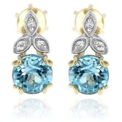 Zlatnictví U Kostela Diamantové náušnice s modrým topazem 834mtž