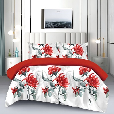 EmonaMall Двулицево спално бельо (размер за приста) EmonaMall, 4 части - Модел S17575 (S17575-44444m)