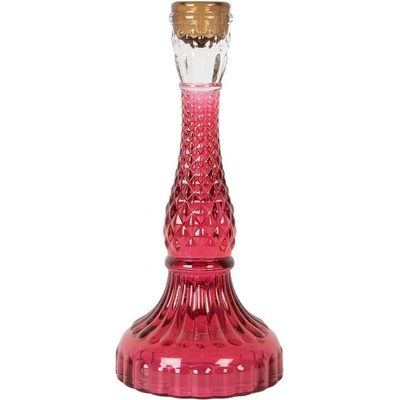 Růžový skleněný svícen na úzkou svíčku Colorful Garden - Ø 10*22 cm - Clayre & Eef