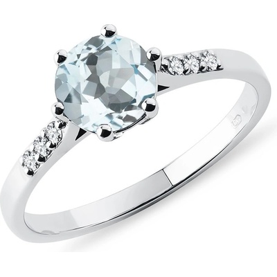 Klenota Zlatý prsteň s akvamarínom a diamantmi k0415042