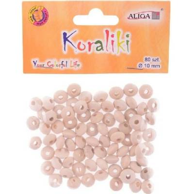 Aliga Aliga Korálky čočky dřevěné, přírodní, 1 cm, 80 ks