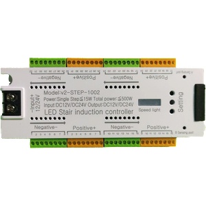  LED Контролер за стъпала/стълбище с два сензора, 32 канала, 12/24V, max 500W (STEP-1002)