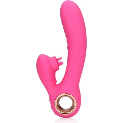 Shots Loveline Tongue Flickering and Heating Rabbit Vibrator Exuberant Pink, na bod G a klitoris s vyhrievaním 18,5 x 3,5 cm