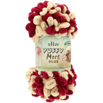Alize Puffy More Plus 8011 světle béžová s vínovou barvou