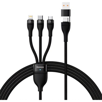Baseus CASS030101 FLASH SERIES II 3 v 1 Type-C/USB – Type-C/Lightning/microUSB 120cm černý