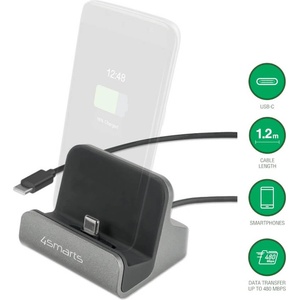 4smarts Док станция за зареждане на мобилни устройства с USB-C порт - 4smarts Charging Station VoltDock USB-C 60W (черен) (541426)