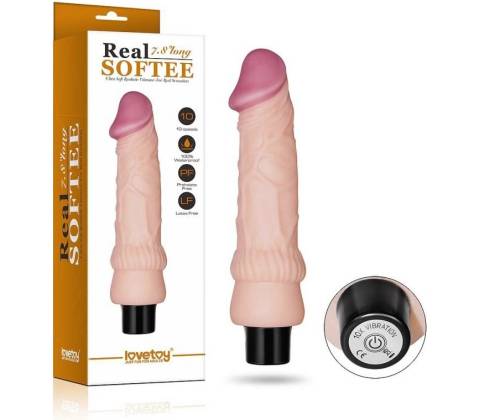 LoveToy REAL SOFTEE Vibrating Dildo 8"